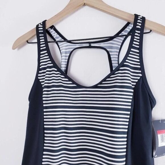 Nike‎ New Tankini Swim Top Key Hole Racerback V-neck Black Swimsuit Top NWT sz S - Picture 3 of 9